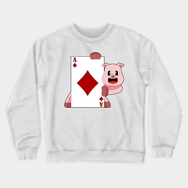 Pig Poker Poker cards Card game Crewneck Sweatshirt by Markus Schnabel